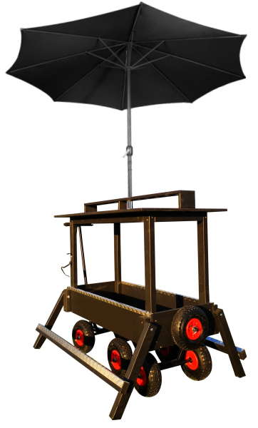 Bollerwagen Deluxe mit integrierter Theke, Sonnenschirm und klappbaren Fußablagen